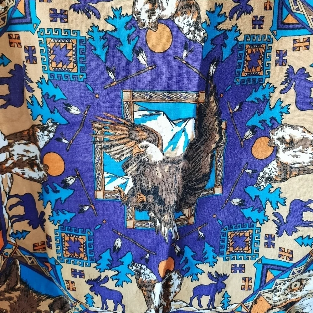 Vintage Paris Accessories Made in USA purple aztec wolf moose eagle hand…